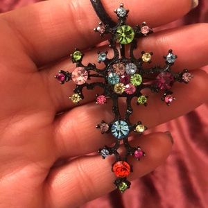 NWT multi colored cross necklace